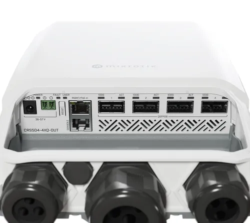 MikroTik CRS504-4XQ-OUT | Switch | Cloud Router Switch, 4x 100G QSFP28, 1x RJ45 100Mb/s, IP66 3
