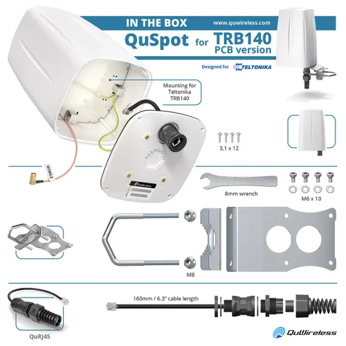QuWireless QuSpot A140S-A | Antena LTE | para Teltonika TRB140 (versao com caixa) Kolor produktuBiały
