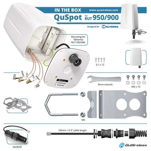 QuWireless QuSpot A950S | LTE + Wi-Fi антенна | для Teltonika RUT951/RUT950/RUT900 Kolor produktuBiały