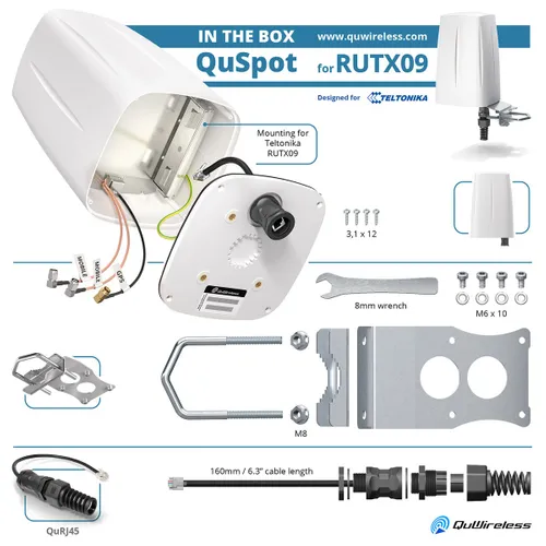 QuWireless QuSpot AX09S | LTE + GPS Antenna | for Teltonika RUTX09 Kolor produktuBiały