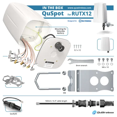 QuWireless QuSpot AX12S | 2x LTE + Wi-Fi + GPS + Bluetooth Antenna | for Teltonika RUTX12/RUTX14 Ilość na paczkę1
