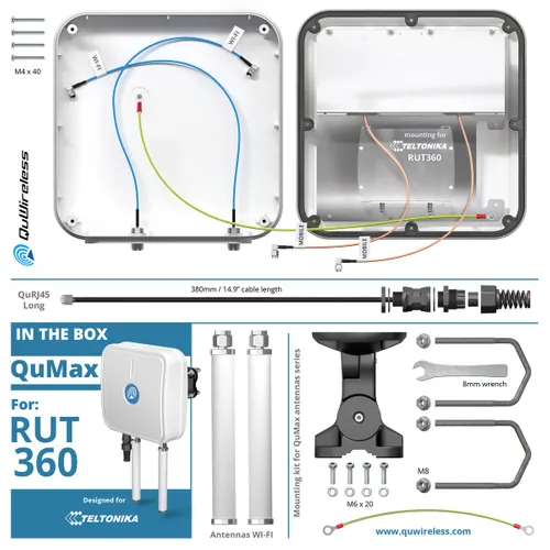 QuWireless QuMax A360M | Antena LTE + Wi-Fi | para Teltonika RUT360 Impedancja50