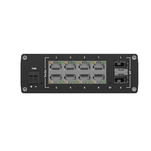 Teltonika TSW202 | Switch | 8x RJ45 1000Mb/s, 2x SFP, 2-pin DC. L2, zarządzalny Całkowita Power over Ethernet (PoE) budżetu240