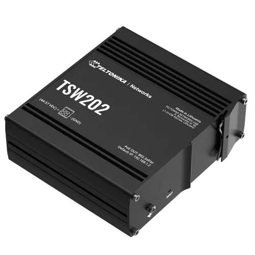 Teltonika TSW202 | Switch | 8x RJ45 1000Mb/s, 2x SFP, 2-pin DC. L2, zarządzalny Agregator połączeniaTak