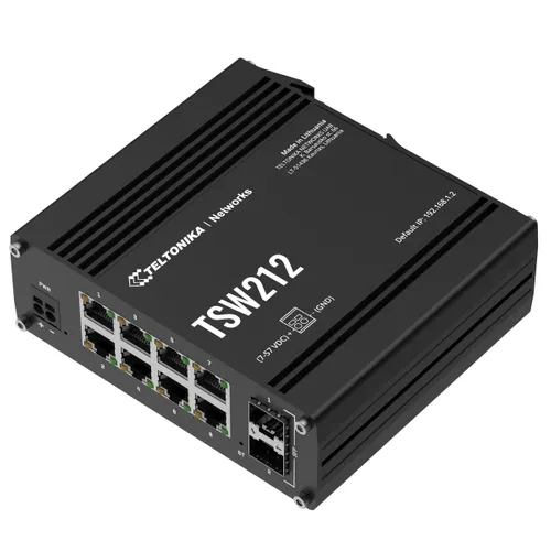 Teltonika TSW212 | Switch | 8x RJ45 1000Mb/s, 2x SFP, 2-pin DC. L2, verwalteter Diody LEDLAN, Zasilanie