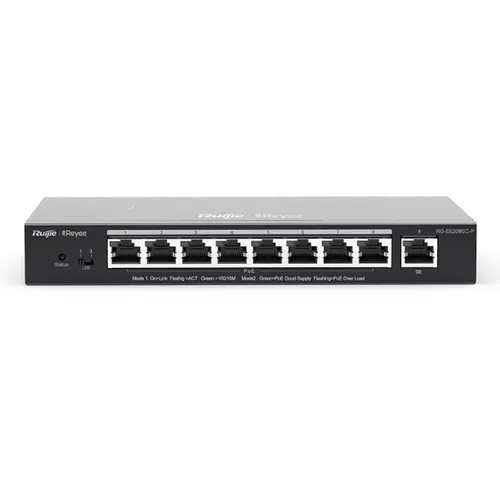 Ruijie Reyee RG-ES209GC-P | Switch | 9x RJ45 1000Mb/s, 8x PoE+, 120W, cloud management Ilość portów LAN9x [10/100/1000M (RJ45)]