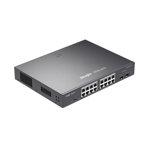 Ruijie Reyee RG-ES218GC-P | Switch | 16x RJ45 1000Mb/s PoE+, 2x SFP, 240W, zarządzanie w chmurze Ilość portów LAN16x [10/100/1000M (RJ45)]
