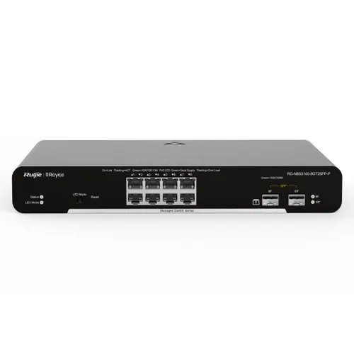 Ruijie Reyee RG-NBS3100-8GT2SFP-P | Switch | 10x RJ45 1000Mb/s, 8x PoE+, 2x SFP, 125W, cloud management, Layer 2 0