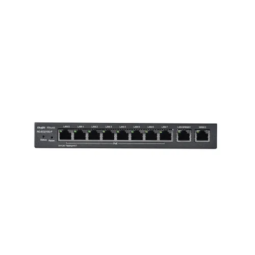 Router Ruijie Reyee RG-EG210G-P, 10x RJ45 1000Mb/s, 8x PoE+, 70W, 100 uživatelů, cloudové řízení DSL WANNie
