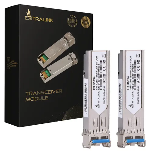 Extralink SFP 1.25G 2-pack | SFP mödül | 1,25Gbps, LC/UPC, 1310nm, 2km, Tekli mod, DOM 0