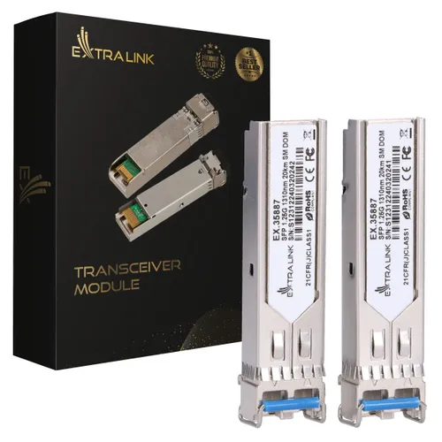 Extralink SFP 1.25G 2-pack | Modul SFP | 1,25Gbps, LC/UPC, 1310nm, 20km, single mode, DOM 0
