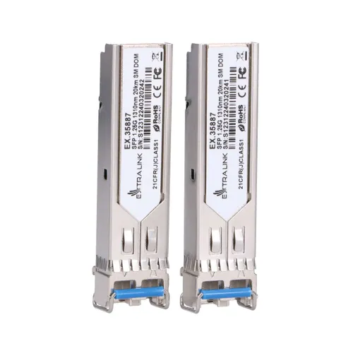 Extralink SFP 1.25G 2-pack | Modul SFP | 1,25Gbps, LC/UPC, 1310nm, 20km, single mode, DOM 1
