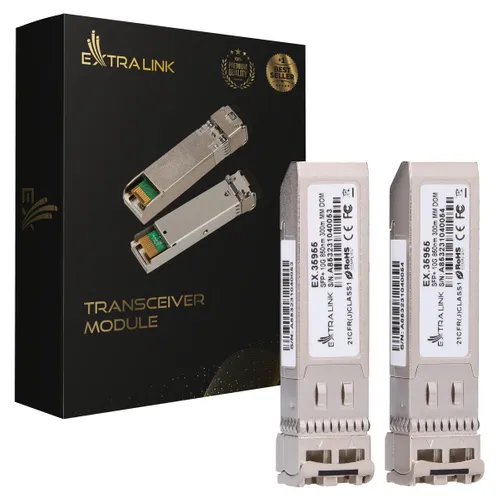 Extralink SFP+ 10G 2-pack | SFP+ Módulo | 10Gbps, LC/UPC, 850nm, 300m, multi mode, DOM, Dedicated to HP/Aruba 0