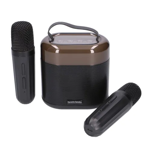 Extralink Kids Karaoke LED Speaker 2x Mic Czarny | Zestaw do Karaoke | głośnik, 2 mikrofony, Bluetooth, AUX, slot na karty pamięci, oświetlenie RGB 1