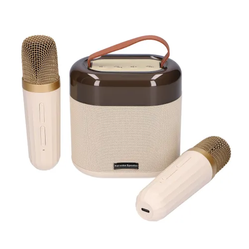 Extralink Kids Karaoke LED Speaker 2x Mic Biały | Zestaw do Karaoke | głośnik, 2 mikrofony, Bluetooth, AUX, slot na karty pamięci, oświetlenie RGB 1