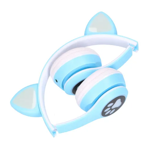 Auriculares Inalámbricos Extralink Kids con Orejas de Gato Azules, Para Ninos, Bluetooth 5.0, Iluminación RGB 2