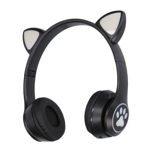 Extralink Kids Cat-Ear Wireless Headphones Black | Wireless Headphones | Bluetooth 5.0, RGB Lighting KolorCzarny
