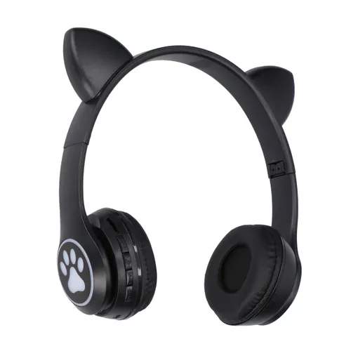 Auriculares Inalámbricos Extralink Kids con Orejas de Gato, Negros, Bluetooth 5.0, Iluminación RGB, para Ninos 1