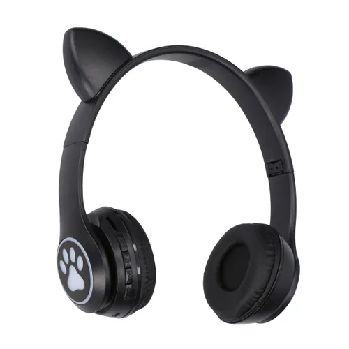 Extralink Kids Cat-Ear Wireless Headphones Czarne | Słuchawki bezprzewodowe | dla dzieci, kocie uszy, Bluetooth 5.0, Oświetlenie RGB 1