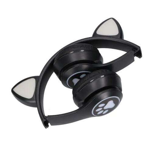 Auriculares Inalámbricos Extralink Kids con Orejas de Gato, Negros, Bluetooth 5.0, Iluminación RGB, para Ninos 2