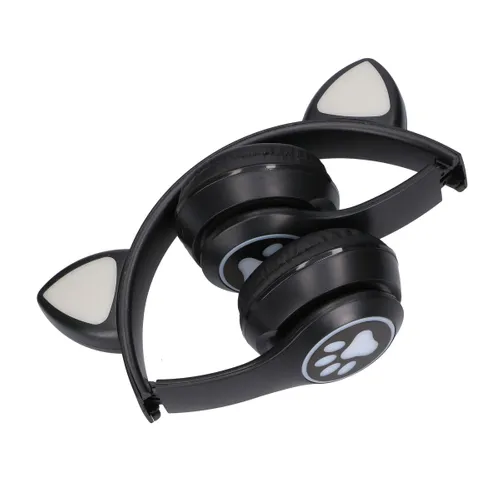 Extralink Kids Cat-Ear Wireless Headphones Czarne | Słuchawki bezprzewodowe | dla dzieci, kocie uszy, Bluetooth 5.0, Oświetlenie RGB 2