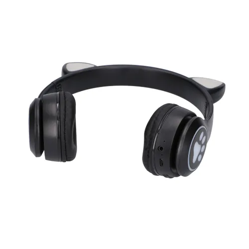 Auriculares Inalámbricos Extralink Kids con Orejas de Gato, Negros, Bluetooth 5.0, Iluminación RGB, para Ninos 3