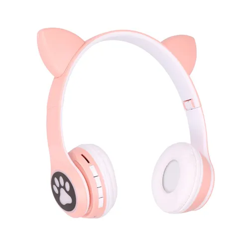 Auriculares Inalámbricos Extralink Kids Con Orejas de Gato Rosas, Bluetooth 5.0, Iluminación RGB, para Ninos 1