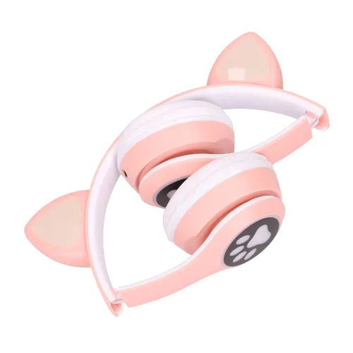 Auriculares Inalámbricos Extralink Kids Con Orejas de Gato Rosas, Bluetooth 5.0, Iluminación RGB, para Ninos 3