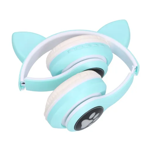 Extralink Kids Cat-Ear Wireless Headphones Zielone | Słuchawki bezprzewodowe | dla dzieci, kocie uszy, Bluetooth 5.0, Oświetlenie RGB 1
