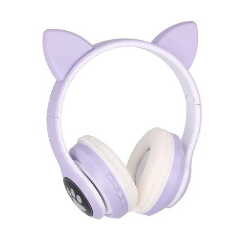 Extralink Kids Cat-Ear Wireless Headphones Purple | Wireless Headphones | Bluetooth 5.0, RGB Lighting 1