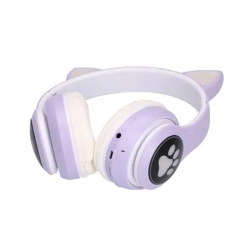 Extralink Kids Cat-Ear Wireless Headphones Purple | Wireless Headphones | Bluetooth 5.0, RGB Lighting 2