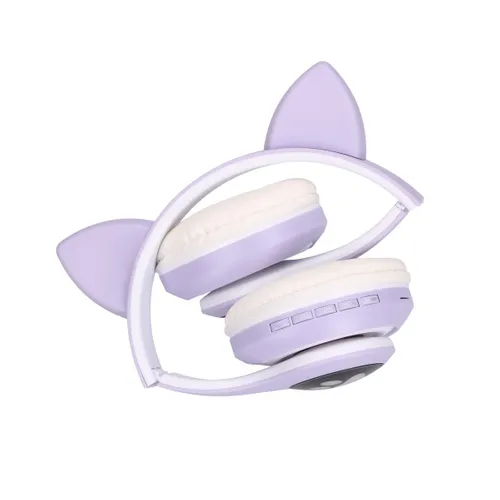 Extralink Kids Cat-Ear Wireless Headphones Purple | Wireless Headphones | Bluetooth 5.0, RGB Lighting 3