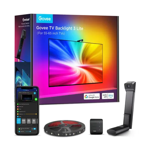 Govee H6099 TV Backlight 3 Lite | Iluminaçao de fundo LED | para TV 55-65 polegadas, RGBICW, Wi-Fi+Bluetooth 0
