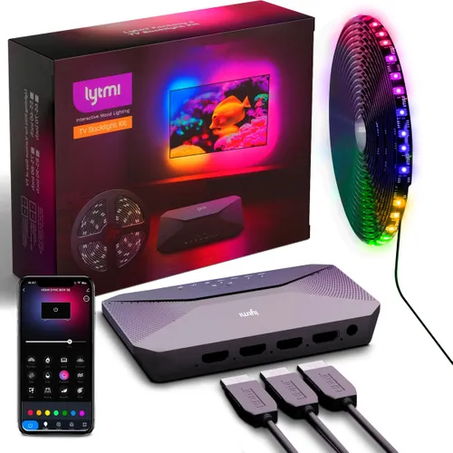 Lytmi Fantasy 3 Pro TV Backlight Kit HDMI 2.1 | Striscia di retroilluminazione a LED + Neo Box | per TV 55-60 pollici, VRR, ALLM, Sync Box 0