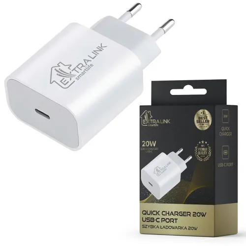 EXTRALINK SMART LIFE CHARGER 20W, USB-C, WHITE, CHARESL03 0