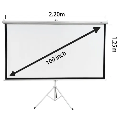 EXTRALINK PROJECTION SCREEN 100" 16:9, 220x125CM WHITE PVC, SEMI-AUTO ROLLER, WITH STAND, PSR-100 Kolor produktuBiały