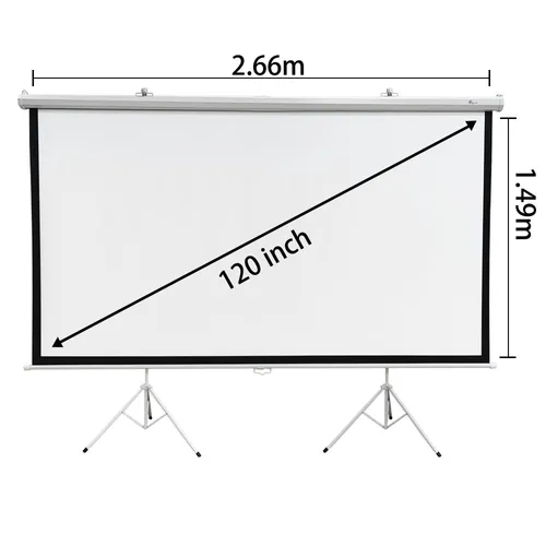 EXTRALINK PROJECTION SCREEN 120" 16:9, 266x149CM WHITE PVC, SEMI-AUTO ROLLER, WITH STAND, PSR-120 Łatwa instalacjaTak