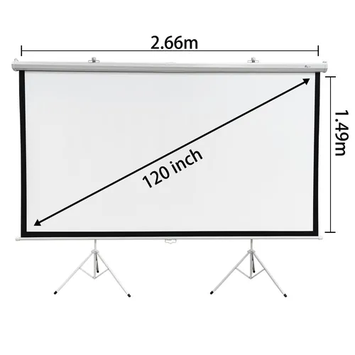 EXTRALINK PROJECTION SCREEN 120" 16:9, 266x149CM WHITE PVC, SEMI-AUTO ROLLER, WITH STAND, PSR-120 Kolor produktuBiały