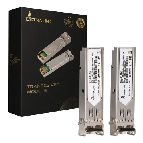 Extralink SFP 1.25G 2-pack | Модуль SFP | 1,25Gbps, LC/UPC, 850nm, 550m, Многомодовый, DOM 0