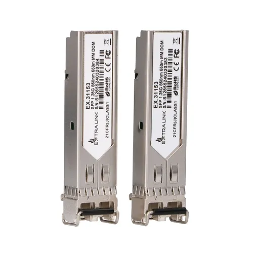 Extralink SFP 1.25G 2-pack | SFP Module | 1,25Gbps, LC/UPC, 850nm, 550m, multi mode, DOM 1