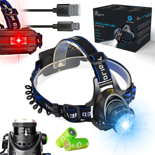 LED Čelová Světlo Extralink EFL-057 Loki, USB Nabíjení 1