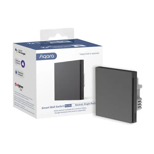 Aqara Smart Wall Switch H1 Gray | Wall Switch | Single, with neutral wire, Zigbee 3.0, EU, WS-EUK03-G