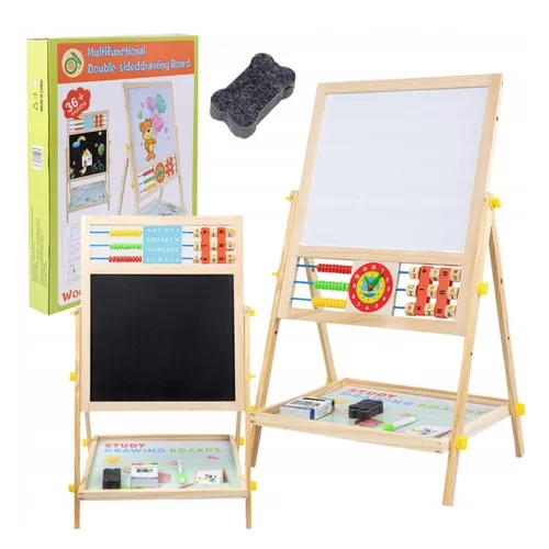 Extralink Toys | Tavola bifacciale per bambini | Gesso, magnetico, cancellabile a secco, abbaco, orologio 2