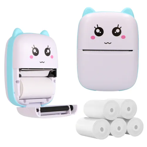 Extralink Set | Thermal printer EPP-002 Blue + Plain thermal paper 5 rolls | 0