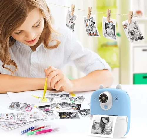 Extralink EPP-004 Azul | Mini impressora térmica com câmera | 3 rolos de papel térmico, tela LCD de 2,5", Bluetooth, USB-C, 1000 mAh 6