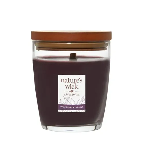 WoodWick Nature's Wick Wildberry & Jasmine Průměr | Vonná svíčka | 1 dřevěný knot, 284g Ilość na paczkę1