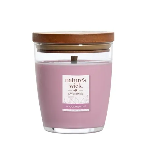 WoodWick Nature's Wick Woodland Rose Průměr | Vonná svíčka | 1 dřevěný knot, 284g Czas trwania65
