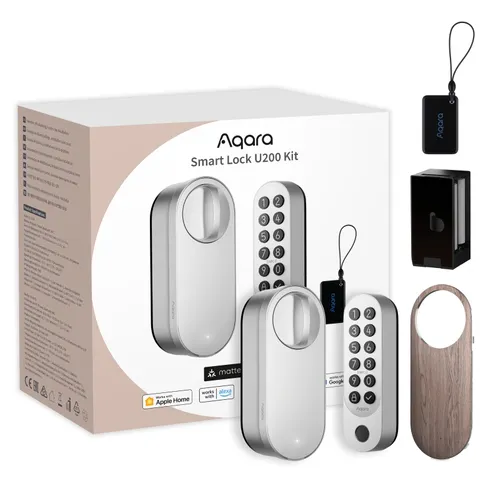 Aqara Smart Lock U200 Kit Silber | Intelligentes Türschloss | HomeKit, Thread, Bluetooth 5.1, NFC BluetoothTak