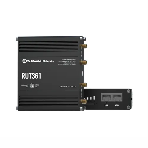 Teltonika RUT361 | Router industriale 4G LTE | Cat 6 LTE, WiFi 4, 2x RJ45 100 Mb/s, IP30 Częstotliwości Wi-Fi2,4