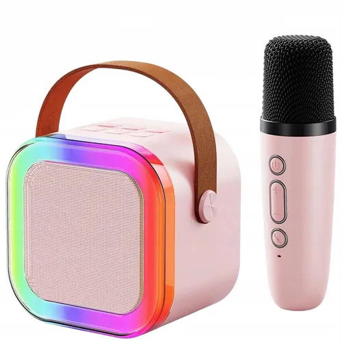 Extralink Kids Mini Karaoke LED Speaker 1x Mic Pink | Karaoke-Set | Lautsprecher, 1x Mikrofon, Bluetooth, AUX, SD-Kartenslot, RGB-Beleuchtung 0